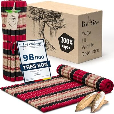 livasia matelas enroulable large confortable L 200x110x4,5cm Lit d’invité 1 personne, Lit de voyage coffre, Matelas thaï kapok jardin balcon fait main (Rouge/Noir) - Publicité livasia matelas enroulable large confortable L 200x110x4,5cm Lit d’invité 1 personne, Lit de voyage coffre, Matelas thaï kapok jardin balcon fait main (Rouge/Noir) - Publicité