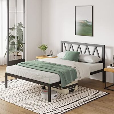 Novilla Cadre de lit Plateforme en métal 30cm, Sommier, avec 5 Pieds Hauts et tête de lit, Rangement sous Le lit, Support à Lattes en Bois,Assemblage Facile,140 x 190 cm, Noir - Publicité Novilla Cadre de lit Plateforme en métal 30cm, Sommier, avec 5 Pieds Hauts et tête de lit, Rangement sous Le lit, Support à Lattes en Bois,Assemblage Facile,140 x 190 cm, Noir - Publicité