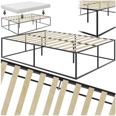tectake ® Cadre de lit 140x200 avec sommier en Bois Style Japonais Minimaliste Structure en Acier laqué époxy Lit 2 Personnes pour Adulte, ado ou Enfant pour Chambre Adulte Moderne Meuble Chambre - Publicité tectake ® Cadre de lit 140x200 avec sommier en Bois Style Japonais Minimaliste Structure en Acier laqué époxy Lit 2 Personnes pour Adulte, ado ou Enfant pour Chambre Adulte Moderne Meuble Chambre - Publicité