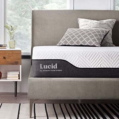 LUCID Matelas hybride, 25 cm epaisseur – Charbon de bambou et aloe vera – Memoire de forme & ressorts ensachés – Anti-odeur – Oeko-Tex – Dureté médium – 140x190 cm, 2 personnes - Publicité LUCID Matelas hybride, 25 cm epaisseur – Charbon de bambou et aloe vera – Memoire de forme & ressorts ensachés – Anti-odeur – Oeko-Tex – Dureté médium – 140x190 cm, 2 personnes - Publicité