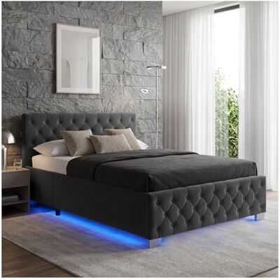 tectake ® Lit capitonné pour Matelas 120x200 avec sommier en Bois, Cadre en Acier laqué époxy, Tête de lit, LED réglable & Coffre Rangement pour Chambre Adulte, ado ou Enfant Meuble Chambre - Publicité tectake ® Lit capitonné pour Matelas 120x200 avec sommier en Bois, Cadre en Acier laqué époxy, Tête de lit, LED réglable & Coffre Rangement pour Chambre Adulte, ado ou Enfant Meuble Chambre - Publicité