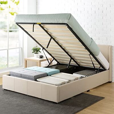 Zinus Maddon Lit Coffre 140x190 cm Hauteur 31 cm Système de Levage Hydraulique Tête & Cadre de Lit Double en Bois tapissier Beige - Publicité Zinus Maddon Lit Coffre 140x190 cm Hauteur 31 cm Système de Levage Hydraulique Tête & Cadre de Lit Double en Bois tapissier Beige - Publicité