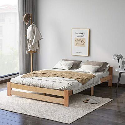 BTM Lit Massif Solide, futon, tête de lit et sommier à Lattes, Naturel (200x140cm) - Publicité BTM Lit Massif Solide, futon, tête de lit et sommier à Lattes, Naturel (200x140cm) - Publicité