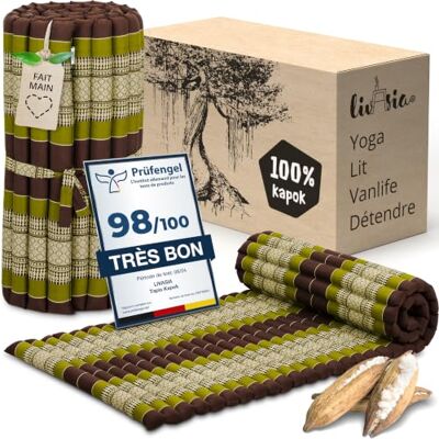 livasia tapis enroulable étroit M 200x75x4,5cm Lit d’invité 1 personne à motif, Lit de voyage coffre, Matelas thaï kapok jardin, fait main (Marron/Vert) - Publicité livasia tapis enroulable étroit M 200x75x4,5cm Lit d’invité 1 personne à motif, Lit de voyage coffre, Matelas thaï kapok jardin, fait main (Marron/Vert) - Publicité