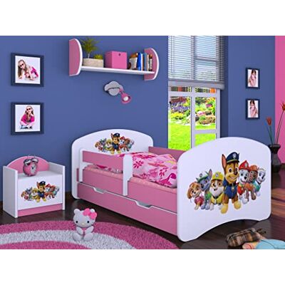BDW Lit Enfant Super Dog lit bébé avec Matelas et tiroir lit antichute Confortable et Durable Chambre d'enfant Rose (Motif 3) 160x80 - Publicité BDW Lit Enfant Super Dog lit bébé avec Matelas et tiroir lit antichute Confortable et Durable Chambre d'enfant Rose (Motif 3) 160x80 - Publicité