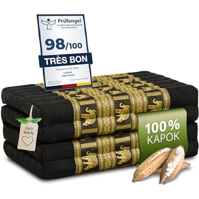 Livasia Matelas pliable durable en kapok 200x80x8cm Matelas d’invité avec de la soie thaï, Matelas pour camionnette, Tapis de yoga, Lit d’invité, Chaise longue jardin et balcon (Noir/Éléphants Soie) - Publicité Livasia Matelas pliable durable en kapok 200x80x8cm Matelas d’invité avec de la soie thaï, Matelas pour camionnette, Tapis de yoga, Lit d’invité, Chaise longue jardin et balcon (Noir/Éléphants Soie) - Publicité