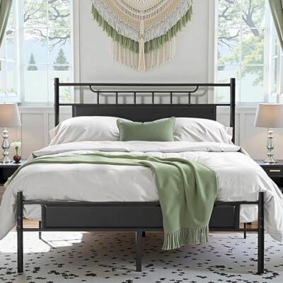VECELO Cadre de Lit 140x190cm avec Tête de Lit en Bois, Lattes en Métal Solide, Rangement sous Le Lit, Assemblage Facile, Silencieux, Noir - Publicité VECELO Cadre de Lit 140x190cm avec Tête de Lit en Bois, Lattes en Métal Solide, Rangement sous Le Lit, Assemblage Facile, Silencieux, Noir - Publicité