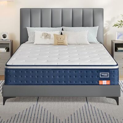 VASAGLE Matelas Simple 90 x 200 x 25 cm, Matelas Hybride à Ressorts Ensachés, Mousse à Mémoire de Forme Gel, Soutien Mi-Ferme sur 7 Zones, Bords Renforcés, Housse Respirante, Bleu RMZ222QZ02 - Publicité VASAGLE Matelas Simple 90 x 200 x 25 cm, Matelas Hybride à Ressorts Ensachés, Mousse à Mémoire de Forme Gel, Soutien Mi-Ferme sur 7 Zones, Bords Renforcés, Housse Respirante, Bleu RMZ222QZ02 - Publicité