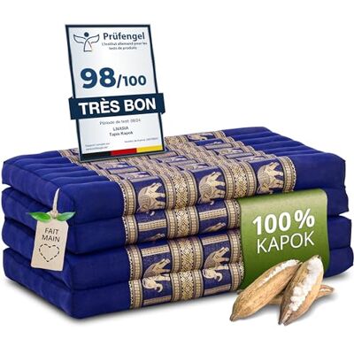 Livasia Matelas Pliable Durable en kapok 200x80x8cm Lit d’invité avec de la Soie thaï, Matelas pour camionnette, Tapis de Yoga, Chaise Longue Jardin et Balcon (Bleu/Éléphants Soie) - Publicité Livasia Matelas Pliable Durable en kapok 200x80x8cm Lit d’invité avec de la Soie thaï, Matelas pour camionnette, Tapis de Yoga, Chaise Longue Jardin et Balcon (Bleu/Éléphants Soie) - Publicité