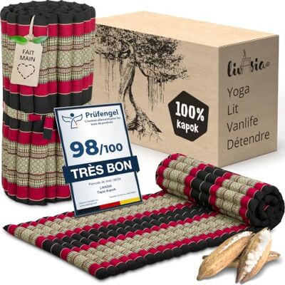 livasia tapis enroulable étroit M 200x75x4,5cm Lit d’invité 1 personne à motif, Lit de voyage coffre, Matelas thaï kapok jardin, fait main (Noir/Rouge) - Publicité livasia tapis enroulable étroit M 200x75x4,5cm Lit d’invité 1 personne à motif, Lit de voyage coffre, Matelas thaï kapok jardin, fait main (Noir/Rouge) - Publicité