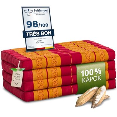 Livasia Matelas pliable durable en kapok 200x80x8cm Matelas d’invité, Matelas pliable pour camionnette, Tapis de yoga, Lit d’invité pliable, Chaise longue pour le jardin et le balcon (Rouge/Jaune) - Publicité Livasia Matelas pliable durable en kapok 200x80x8cm Matelas d’invité, Matelas pliable pour camionnette, Tapis de yoga, Lit d’invité pliable, Chaise longue pour le jardin et le balcon (Rouge/Jaune) - Publicité
