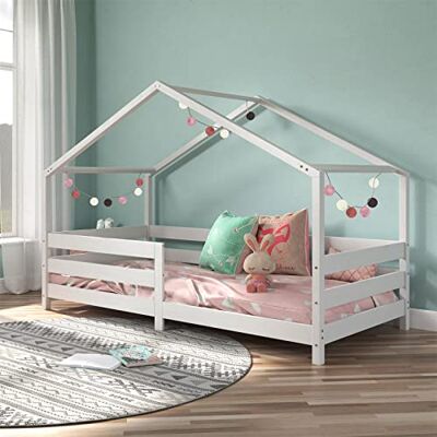 IDIMEX Lit cabane Rena lit Simple Montessori pour Enfant 90 x 190 cm, avec barrières de Protection, en pin Massif lasuré Blanc - Publicité IDIMEX Lit cabane Rena lit Simple Montessori pour Enfant 90 x 190 cm, avec barrières de Protection, en pin Massif lasuré Blanc - Publicité