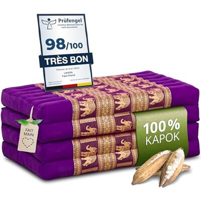 Livasia Matelas pliable durable en kapok 200x80x8cm Matelas d’invité avec de la soie thaï, Matelas pour camionnette, Tapis de yoga, Lit d’invité, Chaise longue jardin et balcon (Lilas/Éléphants Soie) - Publicité Livasia Matelas pliable durable en kapok 200x80x8cm Matelas d’invité avec de la soie thaï, Matelas pour camionnette, Tapis de yoga, Lit d’invité, Chaise longue jardin et balcon (Lilas/Éléphants Soie) - Publicité