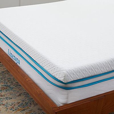 Linenspa Surmatelas 90 x 200 cm Memoire de Forme 7cm Epaisseur Avec gel rafraîchissant et housse lavable à fermeture éclair Oeko-Tex 1 personne, Blanc - Publicité Linenspa Surmatelas 90 x 200 cm Memoire de Forme 7cm Epaisseur Avec gel rafraîchissant et housse lavable à fermeture éclair Oeko-Tex 1 personne, Blanc - Publicité