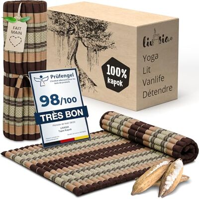 livasia matelas enroulable large confortable L 200x110x4,5cm Lit d’invité 1 personne, Lit de voyage coffre, Matelas thaï kapok jardin balcon fait main (Marron) - Publicité livasia matelas enroulable large confortable L 200x110x4,5cm Lit d’invité 1 personne, Lit de voyage coffre, Matelas thaï kapok jardin balcon fait main (Marron) - Publicité