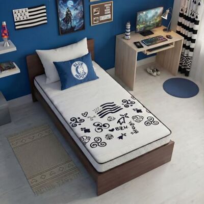 BLUE MOON Matelas Mousse Breizh 90x190. Mousse profilée 5 Zones de Confort. Épaisseur 15cm – Fabriqué en Belgique - Publicité BLUE MOON Matelas Mousse Breizh 90x190. Mousse profilée 5 Zones de Confort. Épaisseur 15cm – Fabriqué en Belgique - Publicité