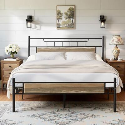 VECELO Cadre de Lit 140x190cm, Sommier Plateforme Simple, Support à Lattes en Acier de Qualité Supérieure, Rangement sous Le Lit, Assemblage Facile, Gris Ardoise Clair - Publicité VECELO Cadre de Lit 140x190cm, Sommier Plateforme Simple, Support à Lattes en Acier de Qualité Supérieure, Rangement sous Le Lit, Assemblage Facile, Gris Ardoise Clair - Publicité