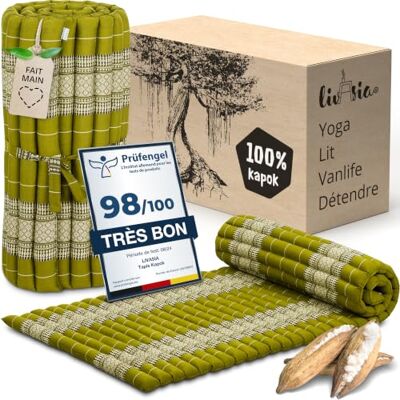 livasia tapis enroulable étroit M 200x75x4,5cm Lit d’invité 1 personne à motif, Lit de voyage coffre, Matelas thaï kapok jardin, fait main (Vert) - Publicité livasia tapis enroulable étroit M 200x75x4,5cm Lit d’invité 1 personne à motif, Lit de voyage coffre, Matelas thaï kapok jardin, fait main (Vert) - Publicité