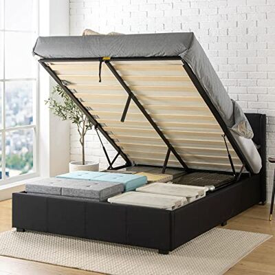 Zinus Maddon Lit Coffre 140x190 cm Hauteur 31 cm Système de Levage Hydraulique Tête & Cadre de Lit Double en Bois tapissier Noir - Publicité Zinus Maddon Lit Coffre 140x190 cm Hauteur 31 cm Système de Levage Hydraulique Tête & Cadre de Lit Double en Bois tapissier Noir - Publicité