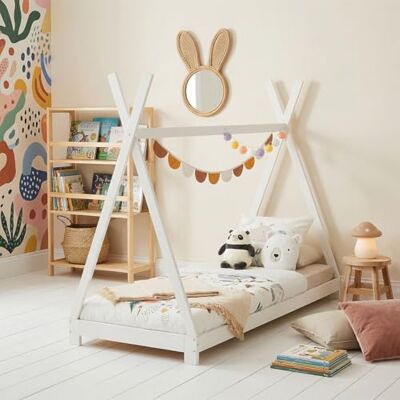 IDIMEX Lit tipi Elin lit Enfant Simple en Bois Type Montessori, 90 x 200 cm, en pin Massif lasuré Blanc - Publicité IDIMEX Lit tipi Elin lit Enfant Simple en Bois Type Montessori, 90 x 200 cm, en pin Massif lasuré Blanc - Publicité