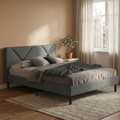DMORA - Zeffirio - 120x190 - Gris - Bed - Publicité DMORA - Zeffirio - 120x190 - Gris - Bed - Publicité