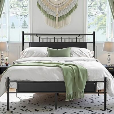 VECELO Cadre de Lit 140x190cm avec Tête de Lit en Bois, Lattes en Métal Solide, Rangement sous Le Lit, Assemblage Facile, Silencieux, Noir - Publicité VECELO Cadre de Lit 140x190cm avec Tête de Lit en Bois, Lattes en Métal Solide, Rangement sous Le Lit, Assemblage Facile, Silencieux, Noir - Publicité