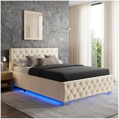 tectake ® Lit capitonné pour Matelas 120x200 avec sommier en Bois, Cadre en Acier laqué époxy, Tête de lit, LED réglable & Coffre Rangement pour Chambre Adulte, ado ou Enfant Meuble Chambre - Publicité tectake ® Lit capitonné pour Matelas 120x200 avec sommier en Bois, Cadre en Acier laqué époxy, Tête de lit, LED réglable & Coffre Rangement pour Chambre Adulte, ado ou Enfant Meuble Chambre - Publicité