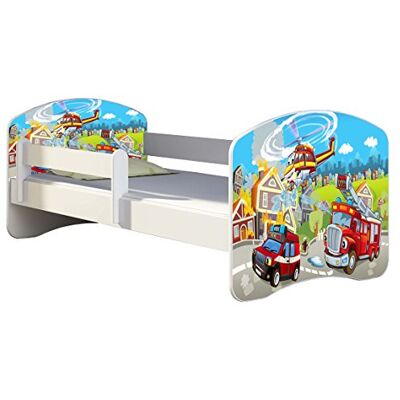 ACMA Lit Enfant Junior Sommier à Lattes Matelas Gratuite Blanc II (36 Sapeurs Pompiers, 140x70 cm) - Publicité ACMA Lit Enfant Junior Sommier à Lattes Matelas Gratuite Blanc II (36 Sapeurs Pompiers, 140x70 cm) - Publicité
