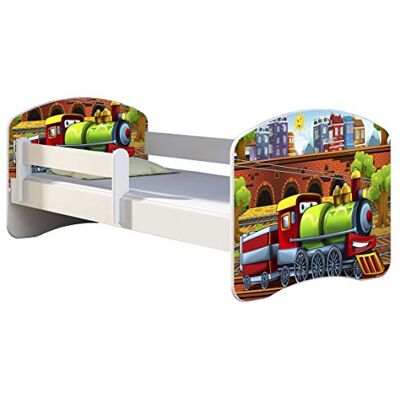 ACMA Lit Enfant Junior Sommier à Lattes Matelas Gratuite Blanc II (44 Locomotive, 180x80 cm) - Publicité ACMA Lit Enfant Junior Sommier à Lattes Matelas Gratuite Blanc II (44 Locomotive, 180x80 cm) - Publicité