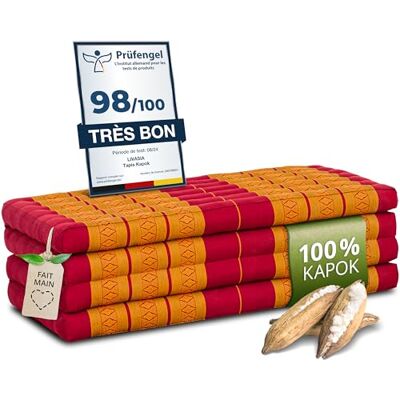 Livasia Matelas Pliable Durable en kapok 200x110x8cm Matelas d’invité Large, Matelas Pliable, Tapis de Yoga, Lit d’invité, Chaise Longue pour Le Jardin et Le Balcon (Rouge/Jaune) - Publicité Livasia Matelas Pliable Durable en kapok 200x110x8cm Matelas d’invité Large, Matelas Pliable, Tapis de Yoga, Lit d’invité, Chaise Longue pour Le Jardin et Le Balcon (Rouge/Jaune) - Publicité