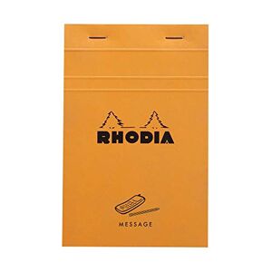 Rhodia 140000C Bloc-Notes Agrafé N°140 Message Orange 11x17 cm Pré-Imprimé Informations pour Rdv et Téléphone 80 Feuilles Détachables , Papier Clairefontaine Blanc 80 g/m Basics - Publicité