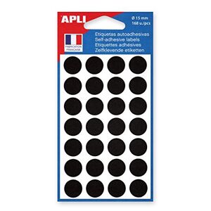Apli -AGIPA 111847 Pastille Adhésive Pochette , Noir , 15mm - Publicité