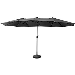 Happy Garden parasol de jardin LED double 2x4m LINAI gris en acier - Publicité