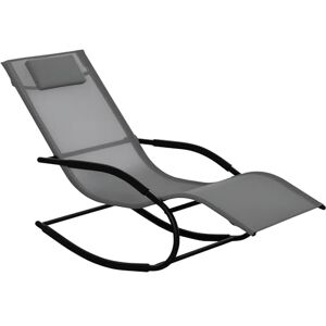 Outsunny Chaise Longue à Bascule Rocking Chair Ergonomique avec tétière accoudoirs métal galvanisé textilène dim. 63l x 160P x 88H cm Gris - Publicité Outsunny Chaise Longue à Bascule Rocking Chair Ergonomique avec tétière accoudoirs métal galvanisé textilène dim. 63l x 160P x 88H cm Gris - Publicité