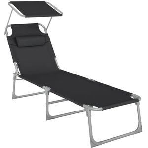 SONGMICS Bain de Soleil, Chaise Longue Pliable, 193 x 53 x 29 cm, Capacité de 150 kg, avec Pare-soleil, Appuie-Tête, Dossier Réglable, pour Jardin, Piscine, Terrasse, Noir GCB192B01 - Publicité SONGMICS Bain de Soleil, Chaise Longue Pliable, 193 x 53 x 29 cm, Capacité de 150 kg, avec Pare-soleil, Appuie-Tête, Dossier Réglable, pour Jardin, Piscine, Terrasse, Noir GCB192B01 - Publicité