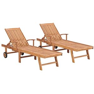 vidaXL Lot de 2 Chaises Longues, Bain de Soleil avec Accoudoirs, Transat de Terrasse, Siège de Jardin Patio Extérieur, Bois de Teck Solide - Publicité vidaXL Lot de 2 Chaises Longues, Bain de Soleil avec Accoudoirs, Transat de Terrasse, Siège de Jardin Patio Extérieur, Bois de Teck Solide - Publicité