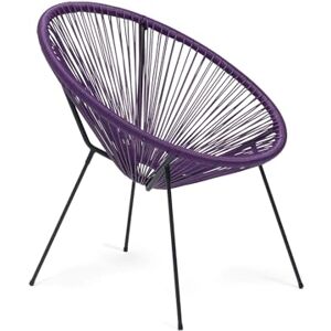 Rebecca Mobili Fauteuil Rond d’Extérieur, Chaise Ovale, Violet Noir, Acier PE, Style Vintage, Assise Effet Corde, pour Jardin Patio Dimensions HxLxP : 80 x 70 x 76 cm Art. RE7160 - Publicité Rebecca Mobili Fauteuil Rond d’Extérieur, Chaise Ovale, Violet Noir, Acier PE, Style Vintage, Assise Effet Corde, pour Jardin Patio Dimensions HxLxP : 80 x 70 x 76 cm Art. RE7160 - Publicité