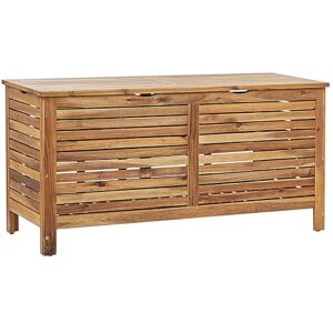 Beliani Boîte de Rangement de Jardin en Bois Clair Acacia Extérieur 130 x 64 cm Riviera - Publicité