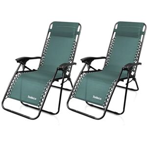 Todeco Chaise Longue Transat Jardin Plein Air, Transat de Plage Pliable, Bain de Soleil avec Repose-tête, d’accoudoirs Réglables, Lot de 2 Chaise de Camping en Respirantes Textilène, Vert - Publicité Todeco Chaise Longue Transat Jardin Plein Air, Transat de Plage Pliable, Bain de Soleil avec Repose-tête, d’accoudoirs Réglables, Lot de 2 Chaise de Camping en Respirantes Textilène, Vert - Publicité