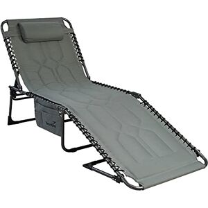 Skandika Torget Chaise Longue Bain de Soleil Transat de Relaxation 190 x 60 x 30 cm Max150 kg, avec Appui-tête, Poche de Rangement, Dossier inclinable, Pliable, pour Jardin (Gris) - Publicité Skandika Torget Chaise Longue Bain de Soleil Transat de Relaxation 190 x 60 x 30 cm Max150 kg, avec Appui-tête, Poche de Rangement, Dossier inclinable, Pliable, pour Jardin (Gris) - Publicité