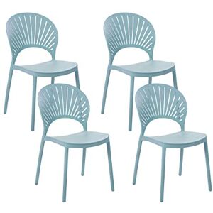 Beliani Lot de 4 Chaises à Manger en Plastique Empilables Polyvalentes Bleu Clair Ostia - Publicité