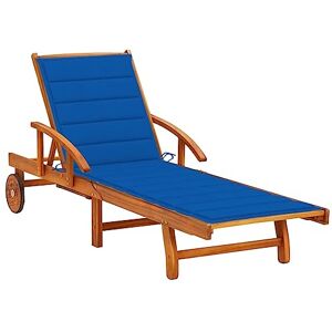 vidaXL Chaise Longue de Jardin avec Coussin Chaise Longue d'Extérieur Bain de Soleil de Patio Transat de Terrasse Piscine Balcon Bois d'Acacia Massif - Publicité