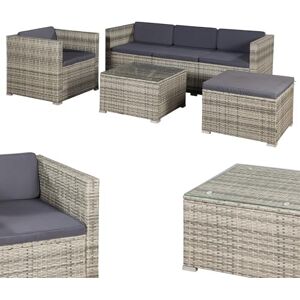 Juskys Salon de Jardin en polyrotin Lounge Punta Cana L, résistant aux intempéries avec canapé, Fauteuil, Tabouret, Table & Coussins 4-5 Personnes Ensemble de Meubles de Jardin Gris chiné - Publicité Juskys Salon de Jardin en polyrotin Lounge Punta Cana L, résistant aux intempéries avec canapé, Fauteuil, Tabouret, Table & Coussins 4-5 Personnes Ensemble de Meubles de Jardin Gris chiné - Publicité