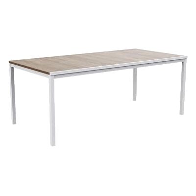 Keter Avon Table de Salle à Manger rectangulaire extérieure, Jardin, terrasse, 200 x 95 x 75 cm, capacité 8 Personnes, résine, Plateau Finition Imitation Bois, Cadre Blanc - Publicité Keter Avon Table de Salle à Manger rectangulaire extérieure, Jardin, terrasse, 200 x 95 x 75 cm, capacité 8 Personnes, résine, Plateau Finition Imitation Bois, Cadre Blanc - Publicité