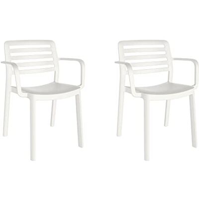 Resol Groupe GARBAR Wind Lot de 2 chaises avec accoudoirs intérieur, extérieur Jardin, terrasse, Balcon, Salon, Cuisine, Salle à Manger Design, léger, empilable Blanc - Publicité Resol Groupe GARBAR Wind Lot de 2 chaises avec accoudoirs intérieur, extérieur Jardin, terrasse, Balcon, Salon, Cuisine, Salle à Manger Design, léger, empilable Blanc - Publicité