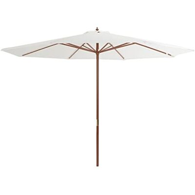 Parasol en bois 350 cm sable blanc vidaXL - Parasol de jardin - Publicité Parasol en bois 350 cm sable blanc vidaXL - Parasol de jardin - Publicité