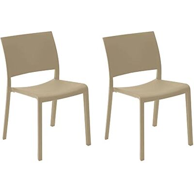 Resol Fiona Set 2 chaises pour extérieur ou intérieur Jardin, Terrasse, Balcon, Salle à Manger Empilables léger et Durable Design Moderne Sable - Publicité Resol Fiona Set 2 chaises pour extérieur ou intérieur Jardin, Terrasse, Balcon, Salle à Manger Empilables léger et Durable Design Moderne Sable - Publicité