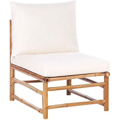 Beliani 1 Place de Siège de Jardin Modulable en Bambou sans Accoudoirs Rembourré avec Coussins Extérieur Blanc Cassé Cerreto - Publicité Beliani 1 Place de Siège de Jardin Modulable en Bambou sans Accoudoirs Rembourré avec Coussins Extérieur Blanc Cassé Cerreto - Publicité