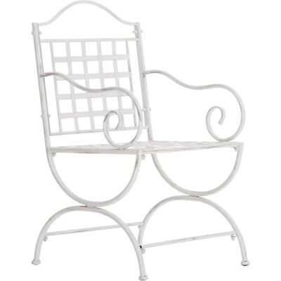 CLP Chaise de Jardin en Metal Lotta, Style Art Nouveau, Fabrication Artisanale, avec accoudoirs et entretoises, Fer Finition Antique, Couleur:Blanc Antique - Publicité CLP Chaise de Jardin en Metal Lotta, Style Art Nouveau, Fabrication Artisanale, avec accoudoirs et entretoises, Fer Finition Antique, Couleur:Blanc Antique - Publicité