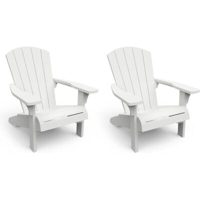 Keter Fauteuil de Jardin Adirondack Lot de 2 Blanc - Publicité Keter Fauteuil de Jardin Adirondack Lot de 2 Blanc - Publicité